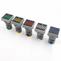 Mini voltmètre à panneau carré de 22MM AC 20 500V, 1 pièce, indicateur de tension numérique LED, testeur de lumière rouge bleu jaune vert blanc 