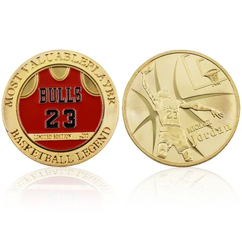

Michael Jordan Metal Commemorative Coin Basketball Fans Gift Bull Jordan Gold Plated Challenge Coin with Collection