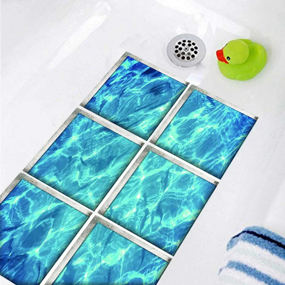 6pcs/set 15x15cm 3d Nonslip Bathtub Stickers Waterproof Bath Shower