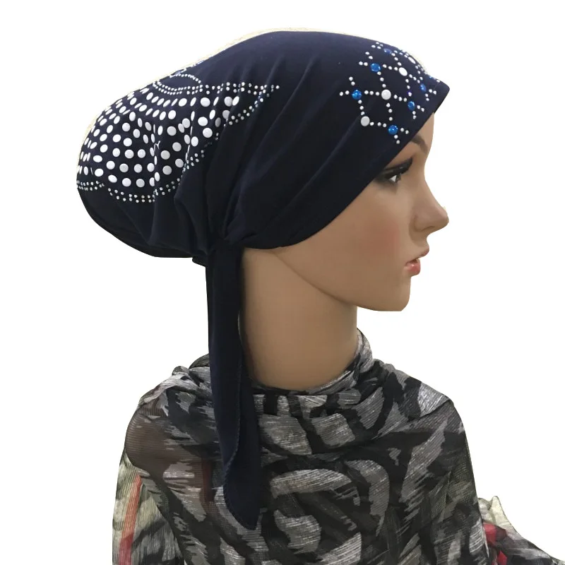 Ladies Muslim Velvet Hijab Hat Head Wrap Long Tail Scarf Arab Turban Caps CF 