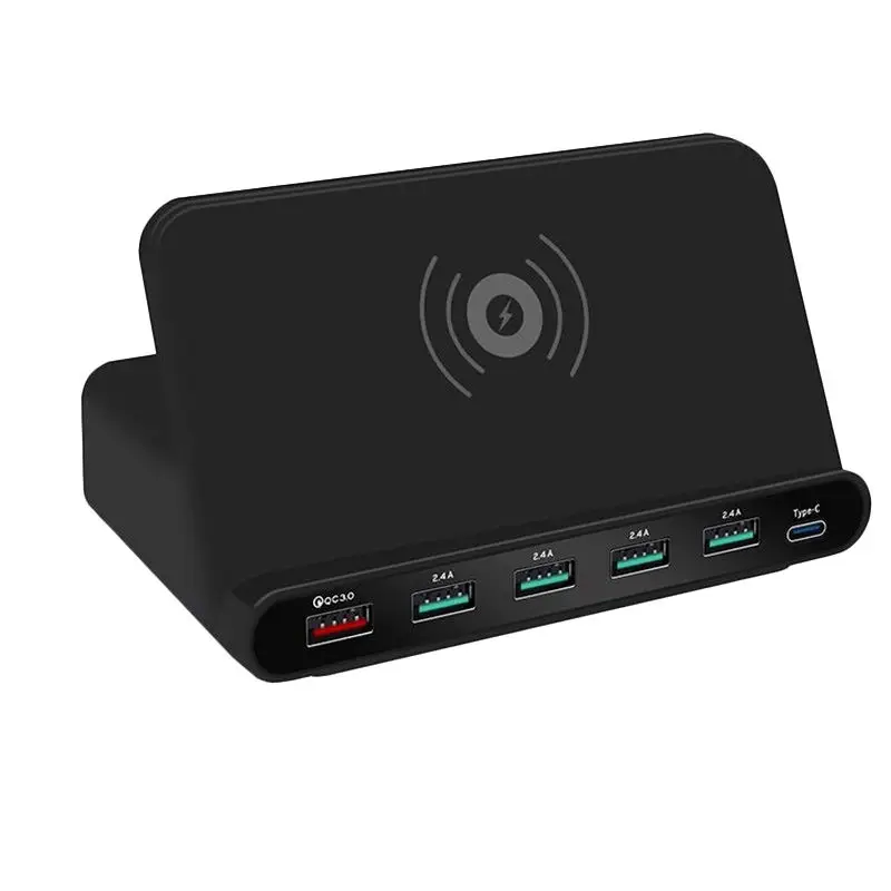 Универсальное беспроводное зарядное устройство 7 в 1 Qc 3,0 Quick Charge 5 портов Usb type C зарядная док-станция Подставка для Iphone Galaxy Xiaomi Sm