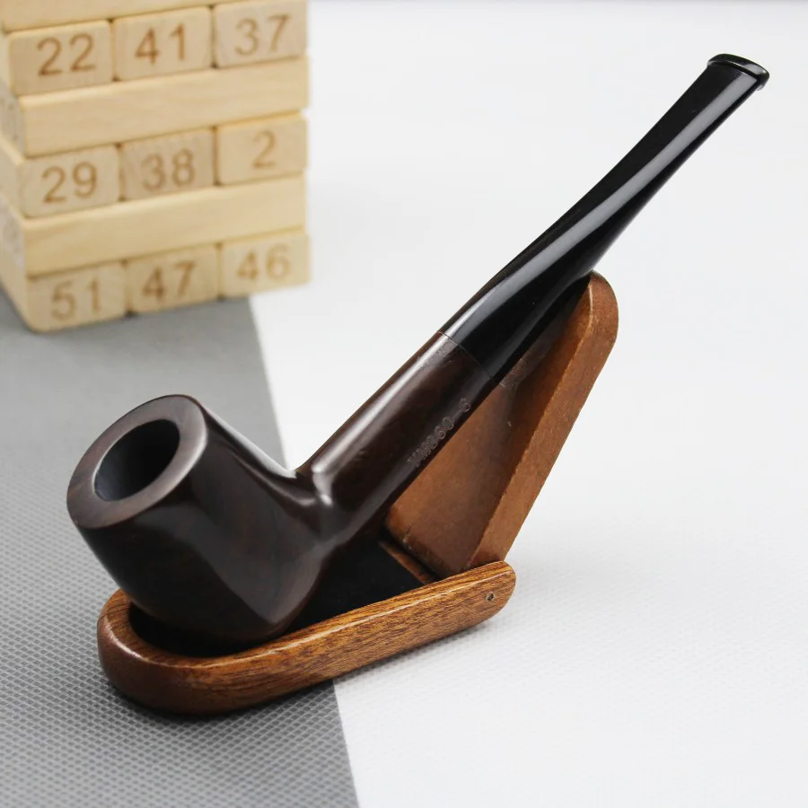 XXL Ebony Wood Pipe 310mm LARP Wooden Pipe Tobacco Pipe with big Chamber 