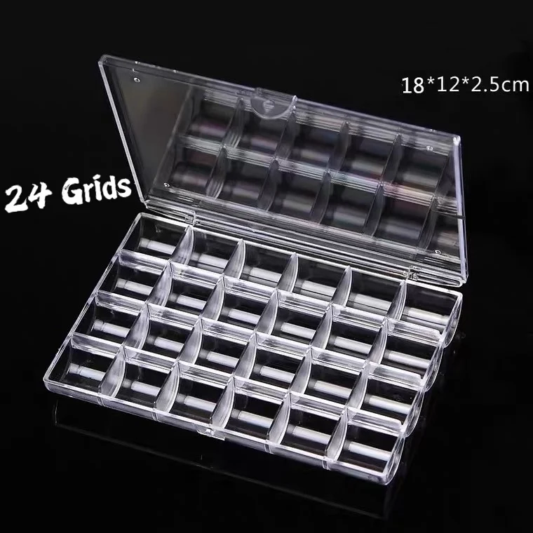 

24 Slots Empty Acrylic Nail Art Tools Storage Box Manicure Jewelry Beads Display Storage Case Earring Organizer Holder