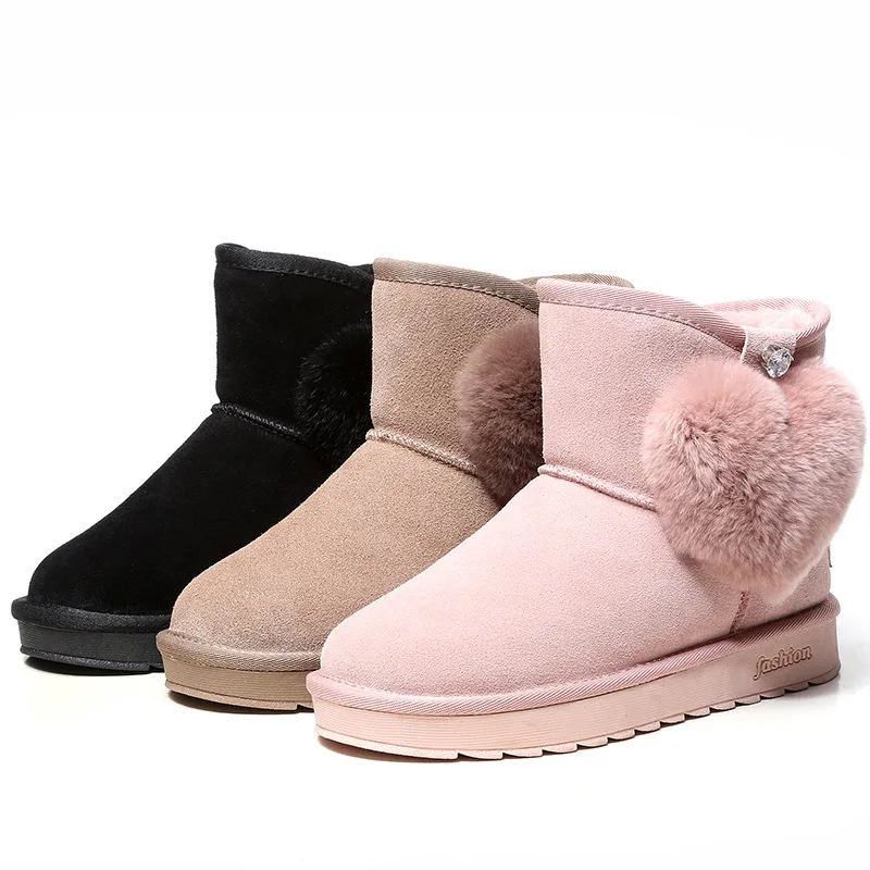 

2018 Winter New Style plus Velvet Warm Short Boots Women's Low-Top Comfortable Slip-on Fuzzy Boots round-Toe Casual Fashion WOME