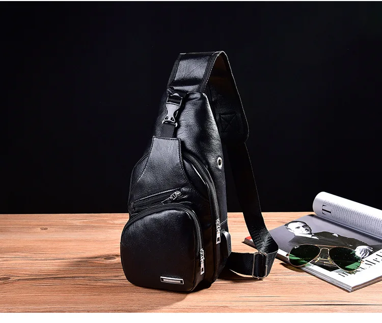 Vintage Leather Sling Waist Bag for Men New Travel Chest Pack Portable USB Charging Crossbody Bags Male Black Shoulder Waist Bag (13)