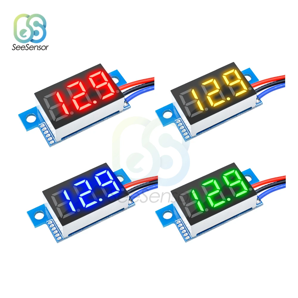 0.36 inch DC 0-100V 3-Wire Mini Gauge Voltage Meter Voltmeter LED Display Digital Panel Voltage Tester Detector Monitor Tools