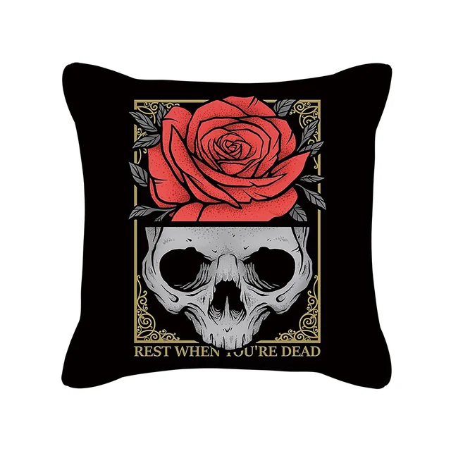 Punk Style Cushion Cover Skull Print Office Sofa Car Pillow Case Home Decor Throw Pillow Cover Outdoor Square Pillowcase45x45cm 10