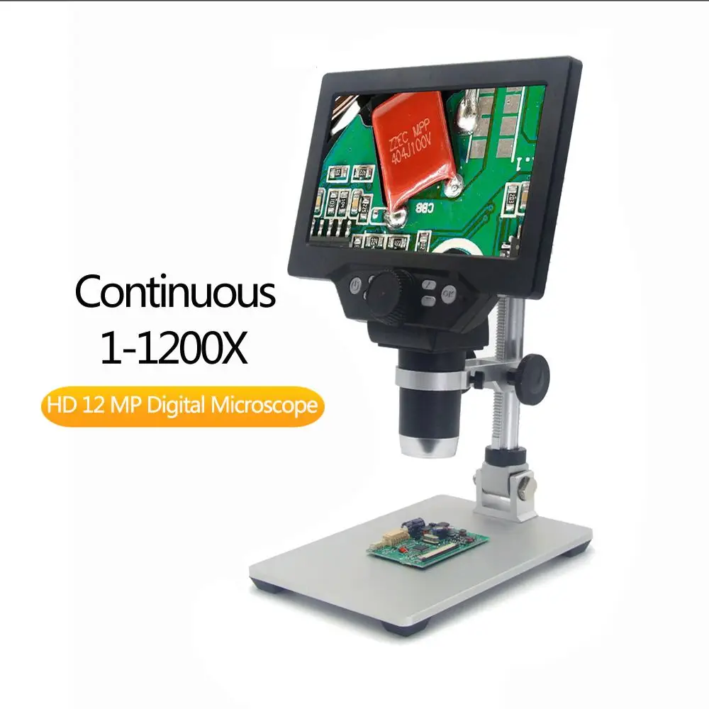  1-1200X G1200 Digital Microscope Electronic Video Microscope 7 Inch Large Colorful LCD Display 12MP
