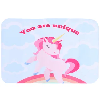 

1Pc Cartoon Unicorn Pattern Floor Mat Printed Ground Mat Flannel Floor Pads