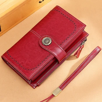 

Travel Large Capacity Multi Slot Zipper Hasp Long Purse Artificial Leather Solid Women Wallet RFID Blocking Card Holder Cash