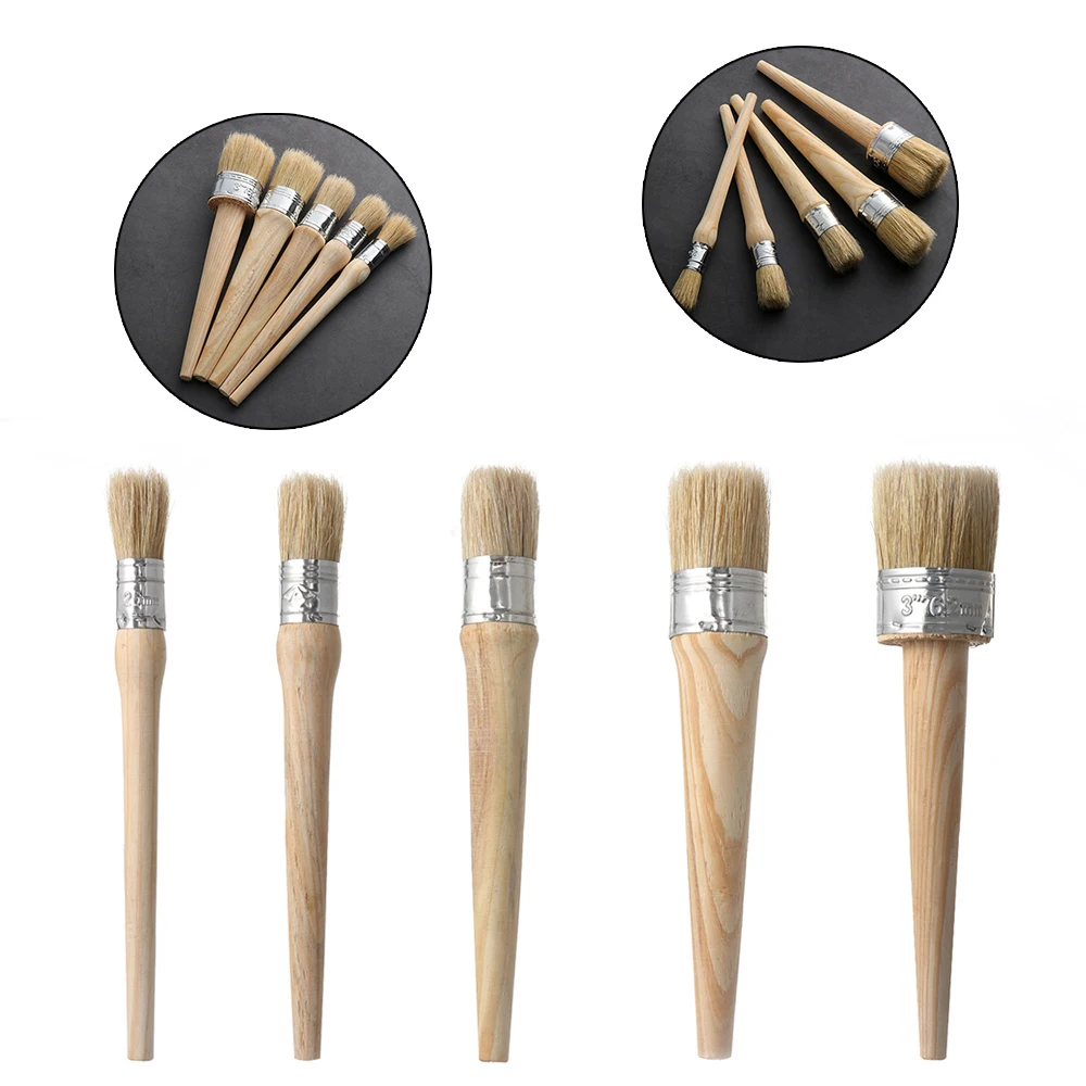 Wood Handle Brushes with Natural Bristles Chalk Oil Paint Wax Brush Furniture Stencils Folk art Home Decor Paint Brush 1PC wall painting brush,trimming paint brush,paint roller brush