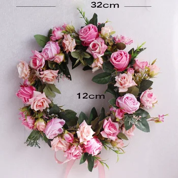

Rose Artificial Wreath Flowers Party Door Garland Home Wedding Arrangement