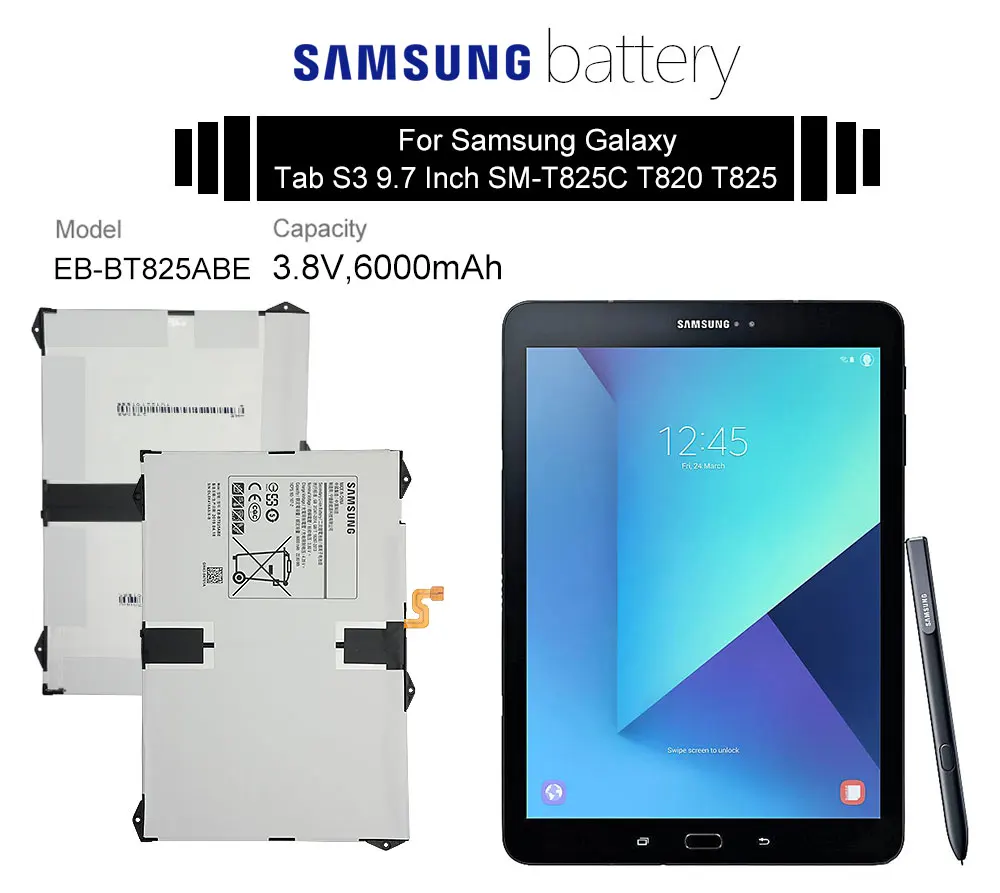 Samsung планшет Батарея EB-BT825ABE для samsung Galaxy Tab S3 9,7 дюймов SM-T825C T820 T825 6000 мАч замена батареи