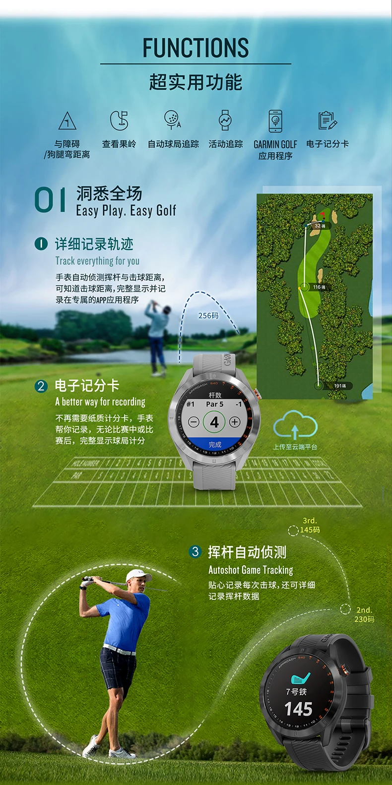 Оригинальные часы для гольфа с gps Garmin Approach S40, стильные gps Golf Смарт-часы легкие с сенсорным дисплеем водонепроницаемые часы