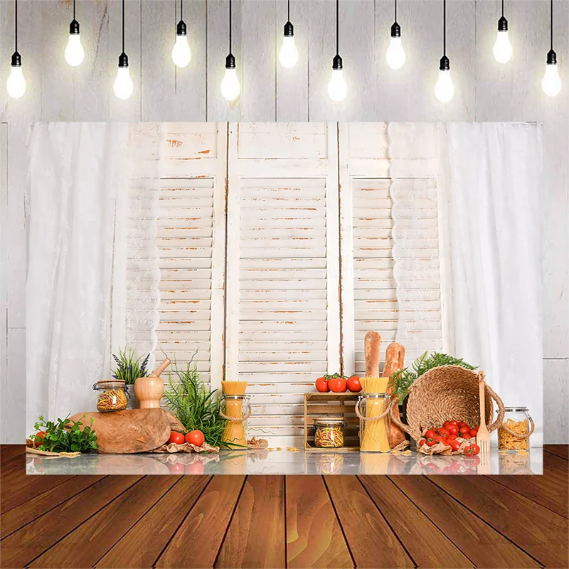 Newborn Kitchen Photography Background Wooden Door Backdrop Baby Shower Children Portrait Party Decorative Props Photo Studio photo backdrop