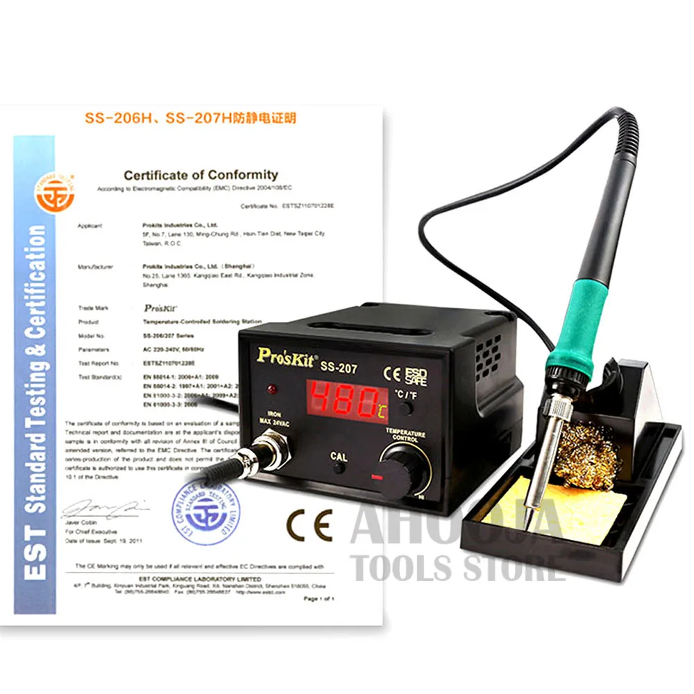 Pro'skit Adjustable Temperature Digital Display Antistatic Soldering Station Solder Iron Electric Soldering Iron Welding Rework