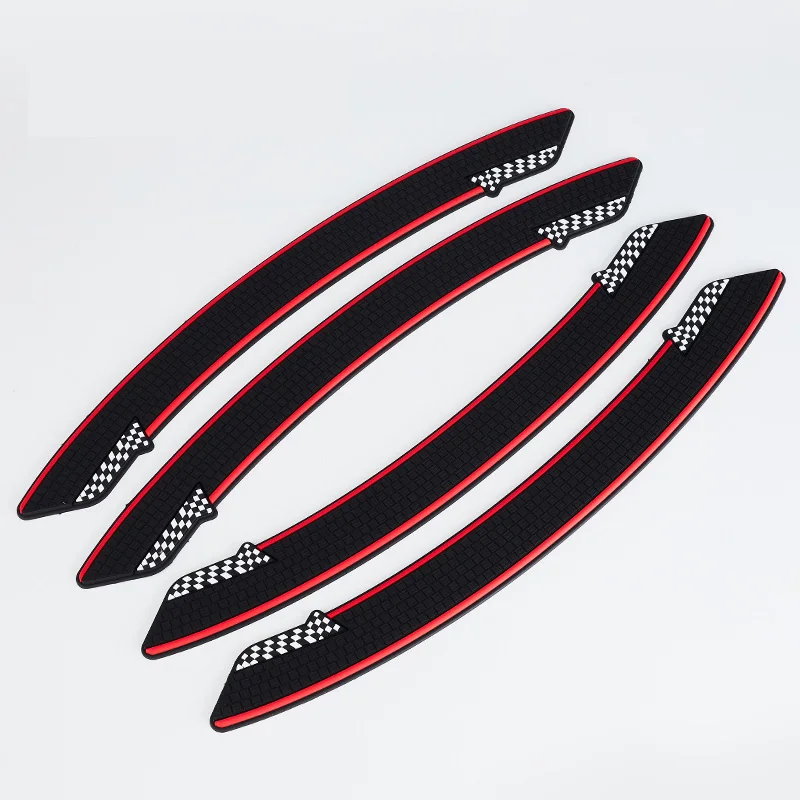 Black 4PCS Универсальные резиновые наклейки на колеса автомобиля, защита для бровей, Полоска, Арка колеса, молдинги для предотвращения столкновений, брызговик, бампер, декоративная планка - Цвет: Black 4PCS