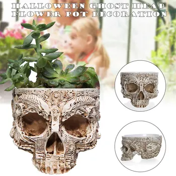 

Creative Flowerpot Hand Carved Skull Flower Pot Bowl Home Garden Halloween Decoration FAS6