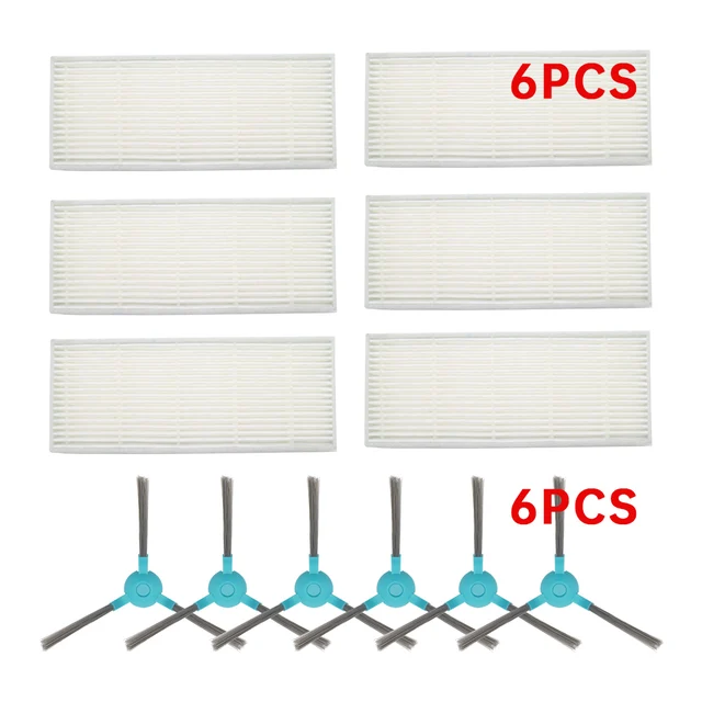 HEPA Air Filter Mop Cloth Main Roller Side Brush for Conga 1290 1390 Robot Vacuum Cleaner Replacement  Spare Accessories Parts Set 3