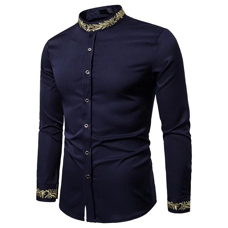 Мужская модная рубашка с вышивкой, рубашка в простом стиле, рубашка с длинными рукавами и вышивкой, рубашка с длинными рукавами, рубашка высокого качества