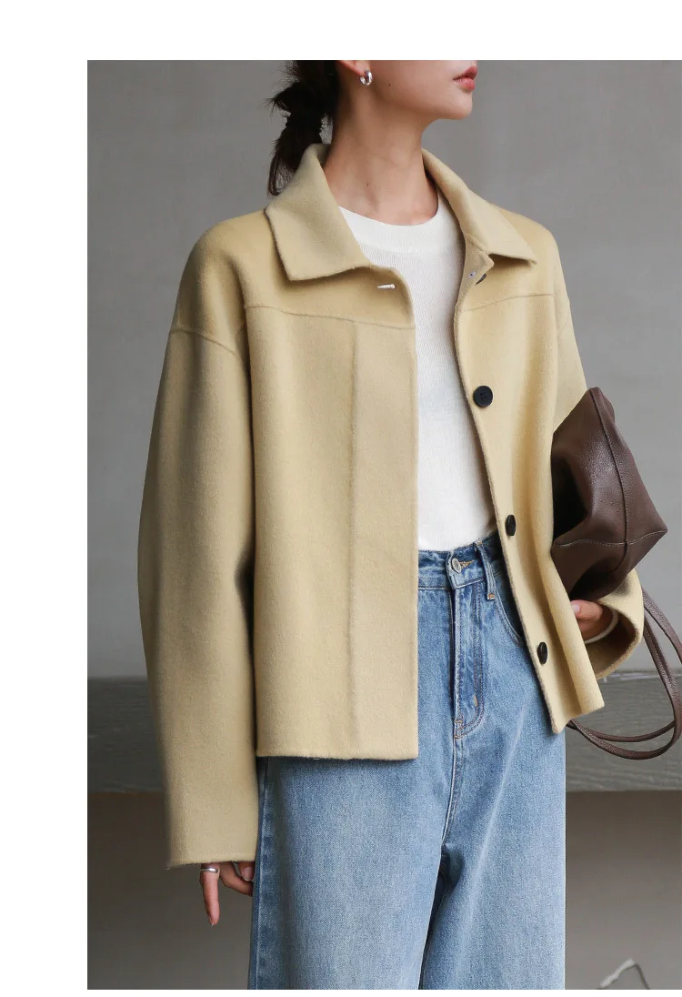 Mulan Autumn And Winter New Style Double-faced Woolen Goods Cashmere Wool Coat Short-height Wool Overcoat Short 6732