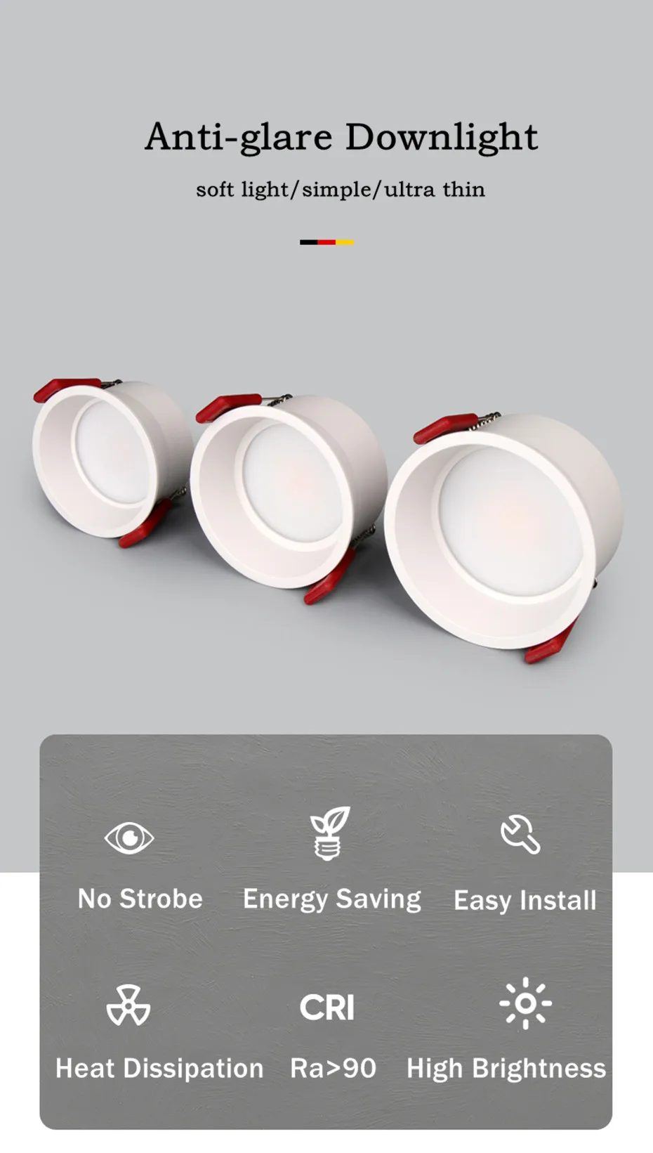 Recessed Downlight Dimmable Led Lamp Deep Anti-Glare Led Spot 5W 7W 12W 15W Lighting Living Room Bedroom Hotel Cafe Ceiling Lamp