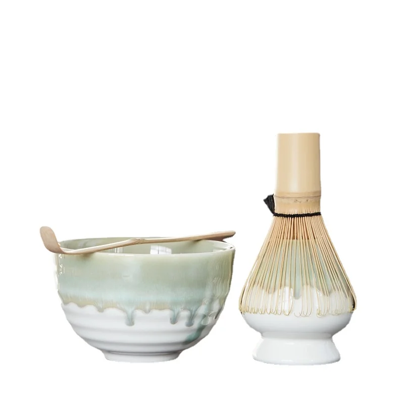 Matcha Tea Set Tea Set 1-4pc japanese tea set bamboo matcha whisk scoop ceremic Matcha Bowl Whisk Holder matcha tea sets