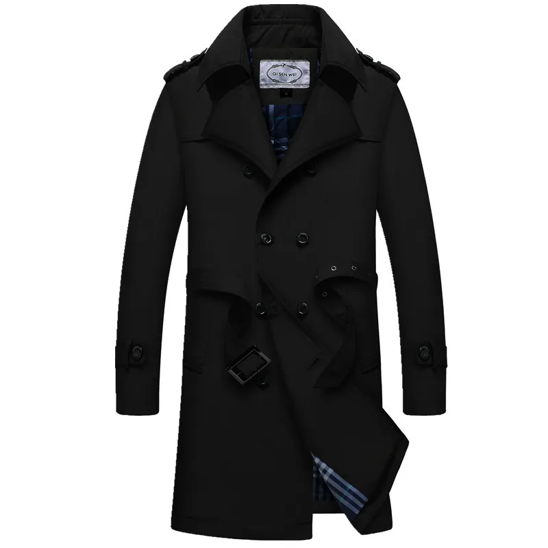 

Spring And Autumn Thin/Thick Selectable Men Jacket Slim Fit Fold-down Collar Mid-length Overcoat Men Casual Trench Coat Coat Men