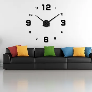 

Large Digital Home Art Modern European Wall Clock 3D Sticker Simple Acrylic Mirror DIY Accessories Watch