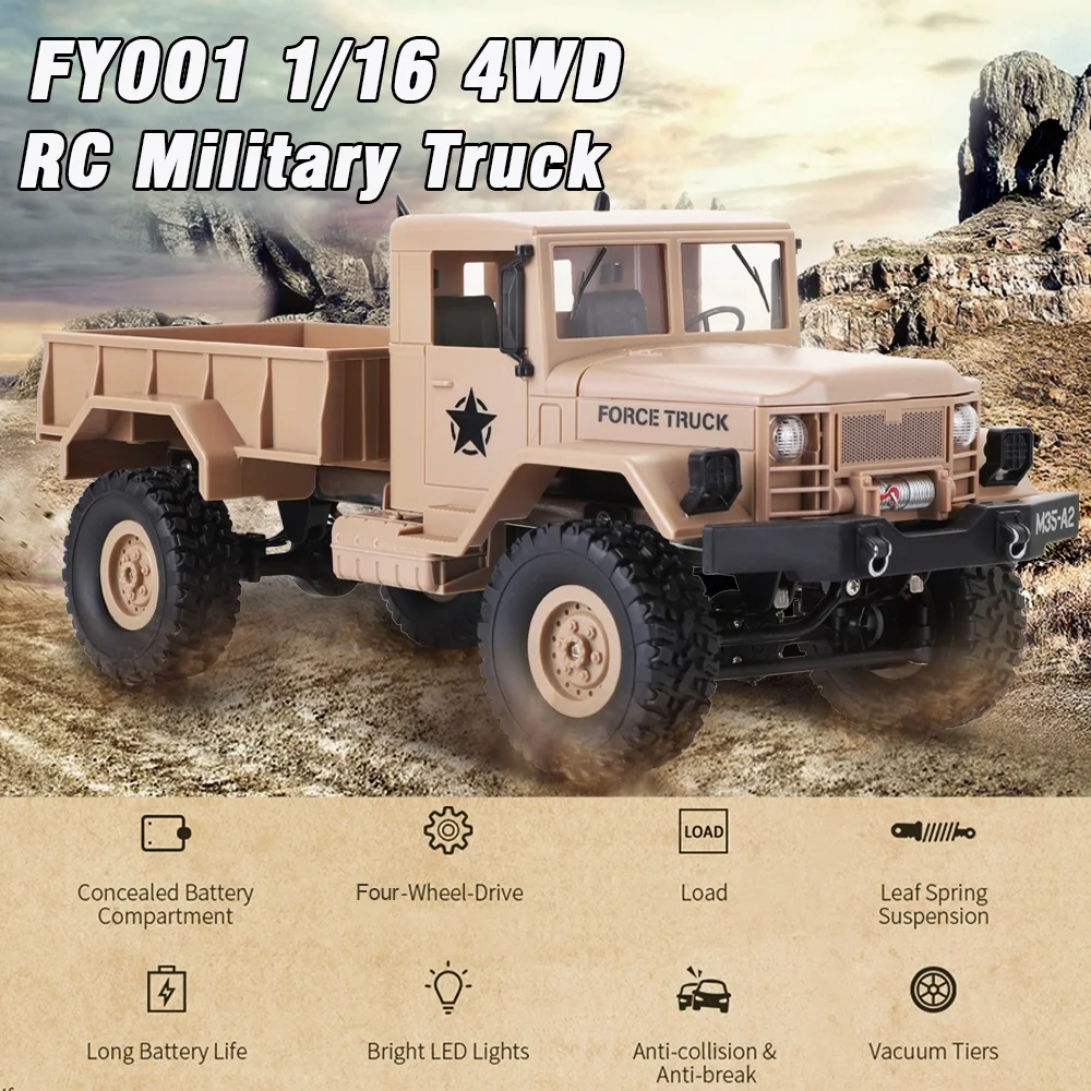 1/16 2,4 GHz 4WD 3000G нагрузка военный грузовик внедорожный RC Гусеничный с светодиодный мини-пультом дистанционного управления грузовик игрушки для мальчиков