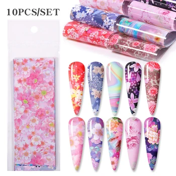 

100x4cm Nail Foil Polish Stickers Mix Rose Flower Transfer Foil Nails Decal Sliders For Nail Art Decoration Designs