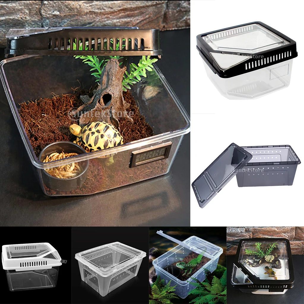 Reptile Terrarium Vivarium Tank Box Turtle Nursery Breeding Cage Spider Hiding Box Transport Case