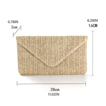 

Women Straw Handbag Envelope Clutch Wedding Party Purse Summer Beach Hasp Wallet 23GE