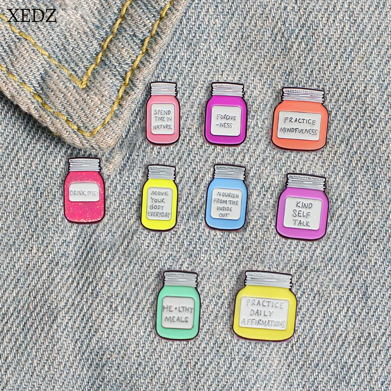 XEDZ 9 цветов модная брошь в виде стеклянной бутылки Милая для