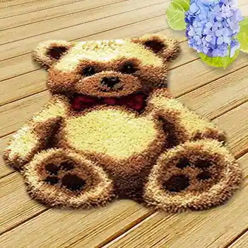 

Prajna Cute Bear Needlework Crochet Embroidery Latch Hook Rug Kit DIY Carpet Embroidery Cross Stitch Unfinished Accessories DIY