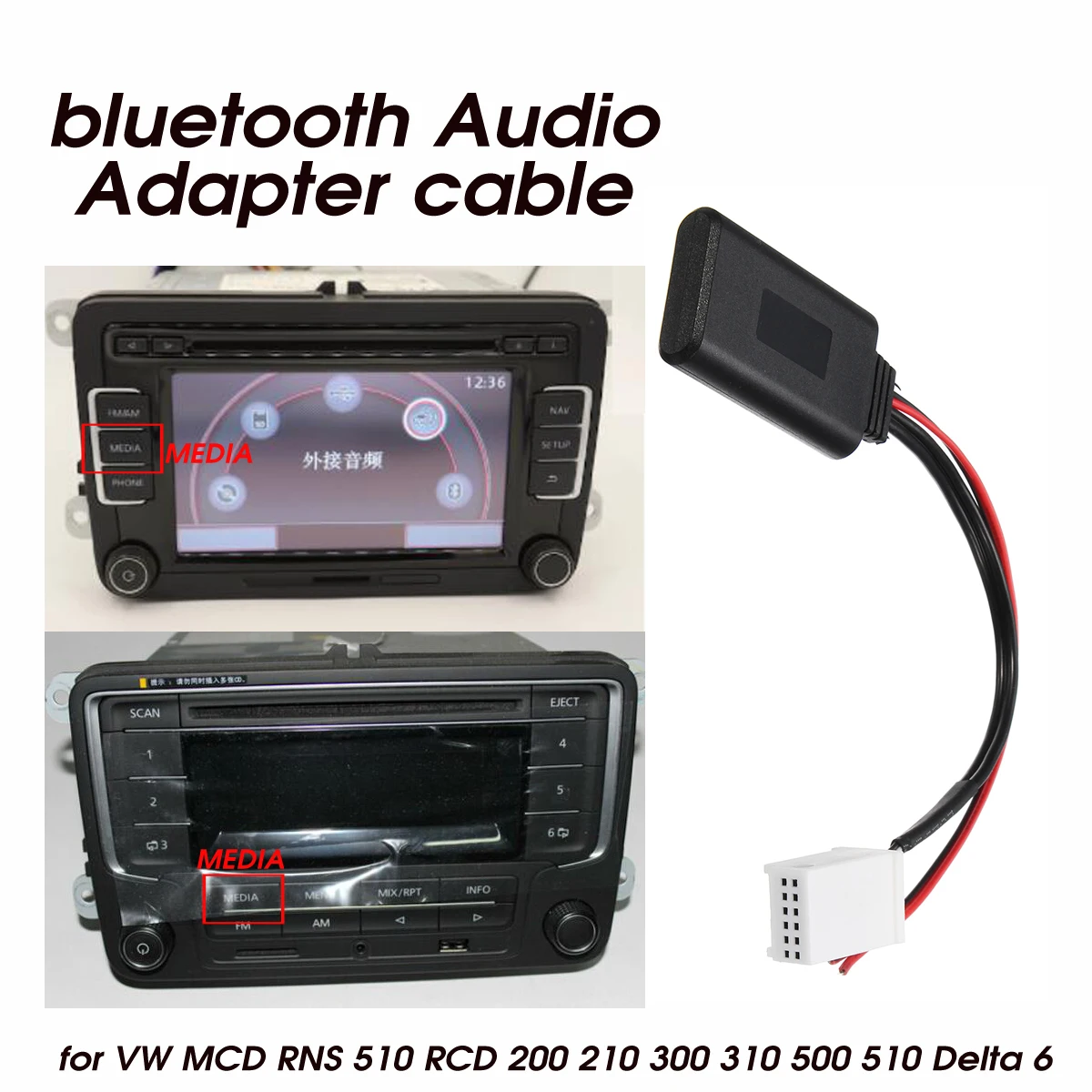 Bluetooth аудио адаптер кабель для VW мкд RNS 510 RCD 200 210 310 500 510 Дельта 6 Автомобильная электроника Аксессуары