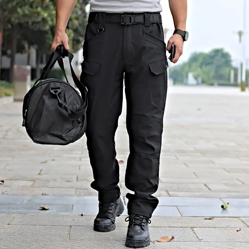 Tactical pants men's elastic spring and summer quick-drying pants windproof and waterproof camouflage overalls loose large size