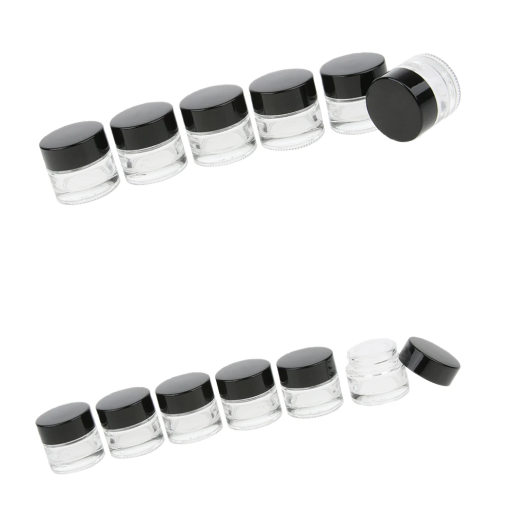 12 Pieces 5g Glass Pot Jars Lip Cream Bottle Makeup Cosmetic Container Clear