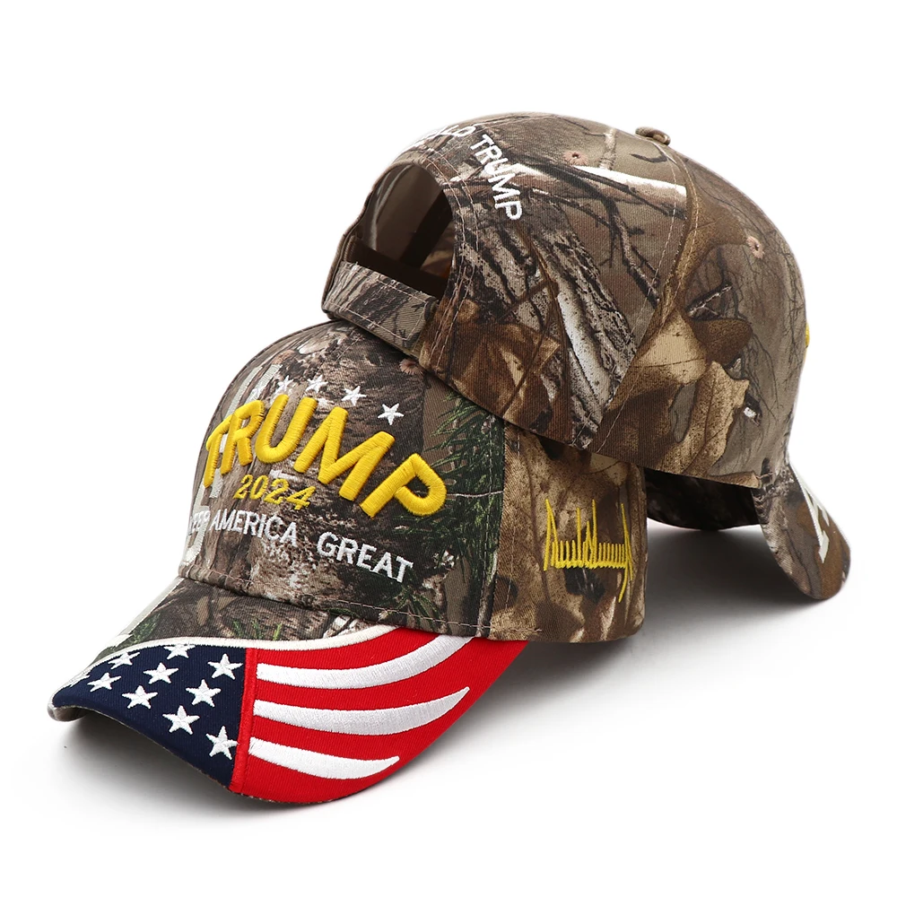 Donald Trump Hat Camouflage Cap Keep America Great MAGA Hat President 2024 American Flag USA Baseball Caps