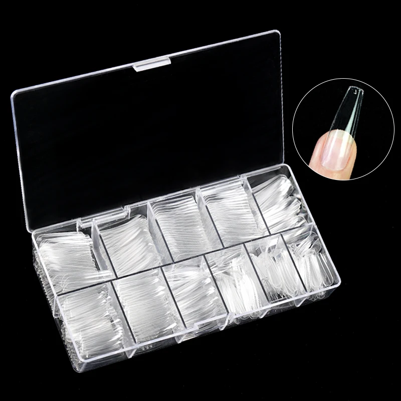 HNUIX 500pcs Long Coffin False Nails Ballerina Nail Tips Full Cover Acrylic Clear Nails False Nails For Gel Nails