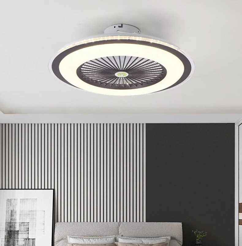 

Remote Control Modern LED Fans Invisible Leaves Ultra-thin Ceiling Fan Lights Dimming Adjustable Wind for Bedroom Living Room