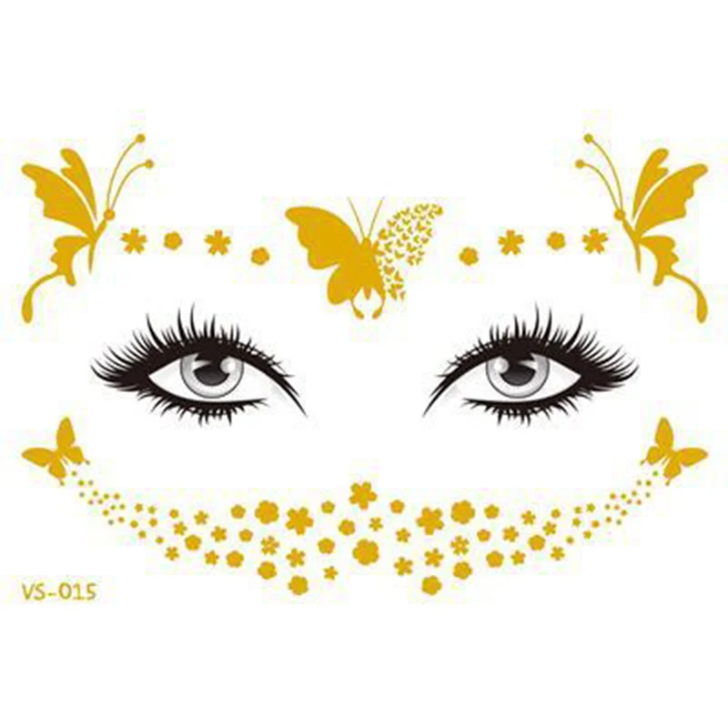 As Shown 5pcs Golden Face Temporary Tattoo Waterproof Freckles Cover Stickers Body Art Decals OR88 - Цвет: As Shown