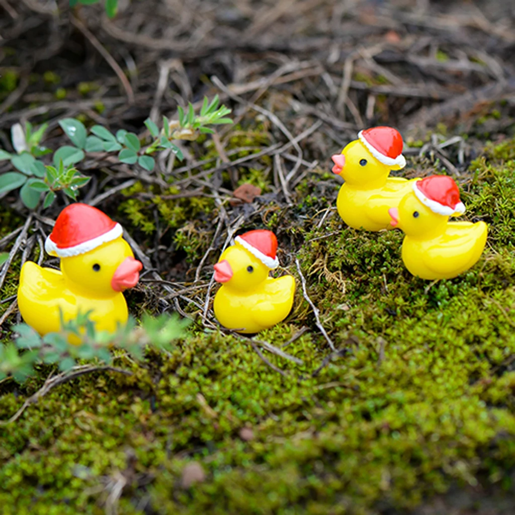 4pcs Yellow Ducks S Миниатюрные украшения набор для DIY волшебный сад, кукольный дом украшения - Цвет: 4pcs Yellow Ducks S