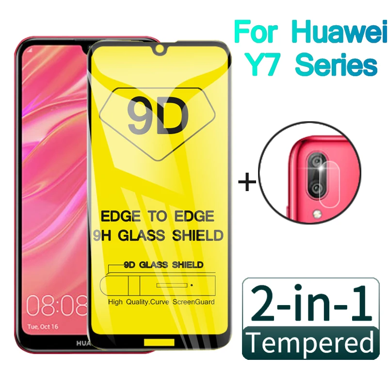 Закаленное стекло 2 в 1 9D для Huawei Y7 Pro Prime 2019 Защитное экрана на | Мобильные телефоны