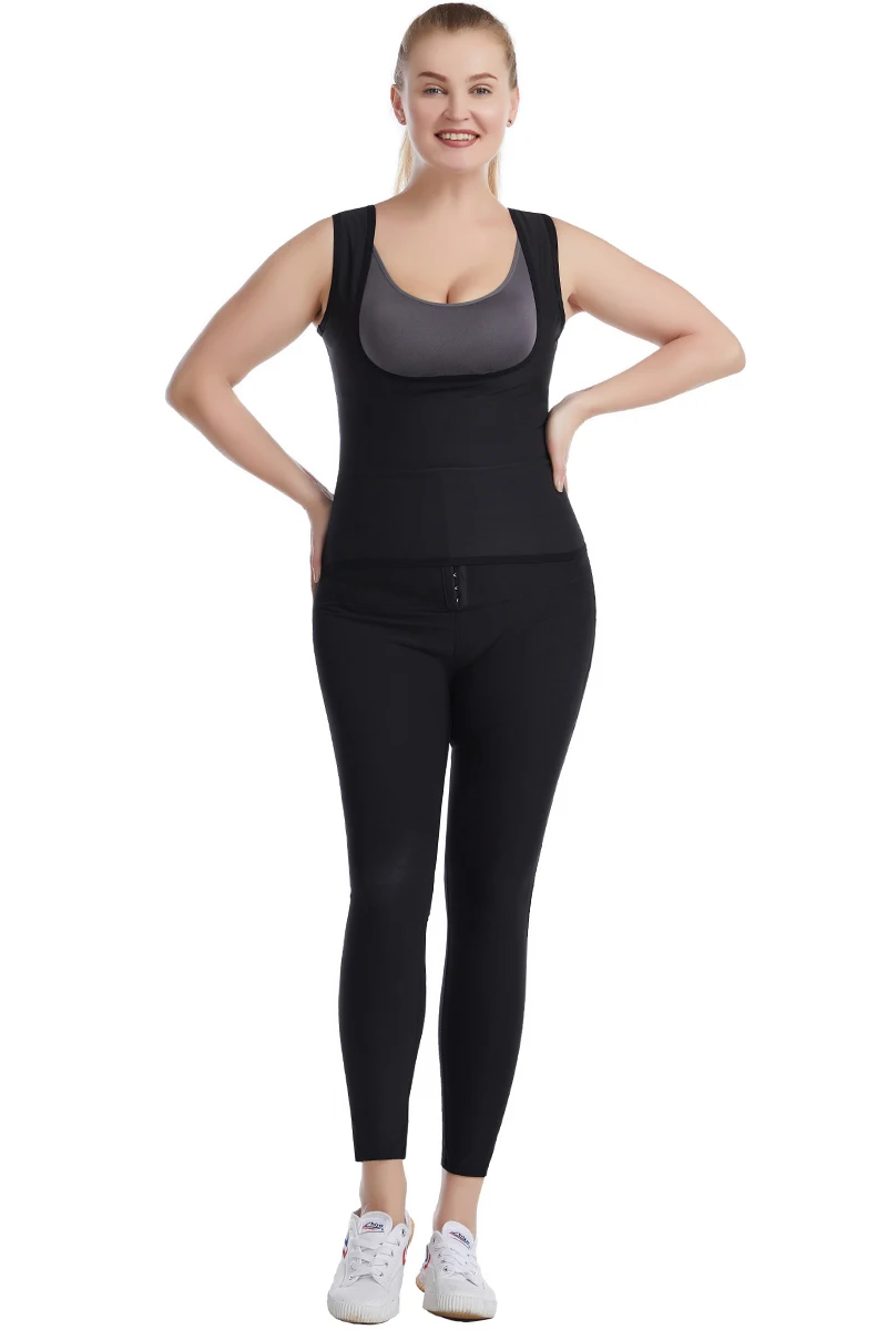 shapewear bodysuit Women's Body Shaper Hot Waist Trainer Workout Sweat Tank Top Slimming Pants Sauna Shirt Compression Leggings Shapewear Set thong shapewear