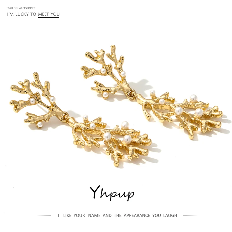Yhpup, Индивидуальные Длинные Винтажные серьги с листьями, Золотые сережки oorbellen для женщин, офисные ювелирные изделия, Аксессуары S925