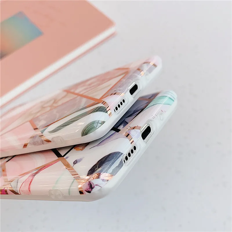 FLYKYLIN чехол с гальваническим геометрическим мраморным цветком для Huawei P30 P40 Lite P20 Pro