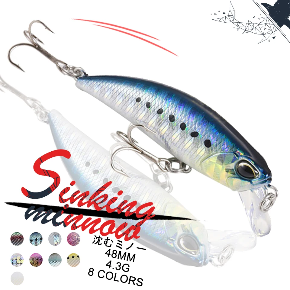1PCS 48MM 4.3G Minnow Sinking Fishing Lure Wobblers Artificial Baits 3D Eyes Pencil Carp Tools | Спорт и развлечения