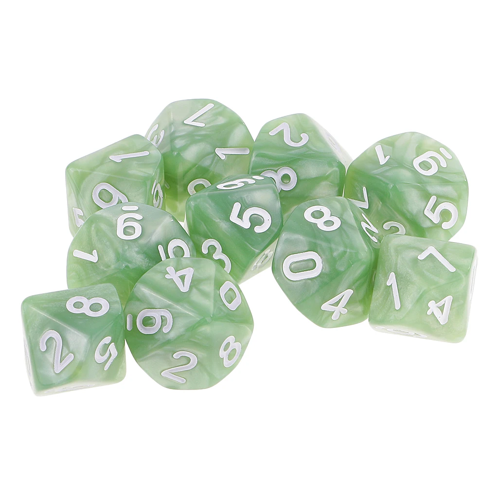 10PCS D10 Polyhedral Dice 10 Sided Dice for Dungeons and Dragons Table Game Board Game Dice Party Gambling Dices 