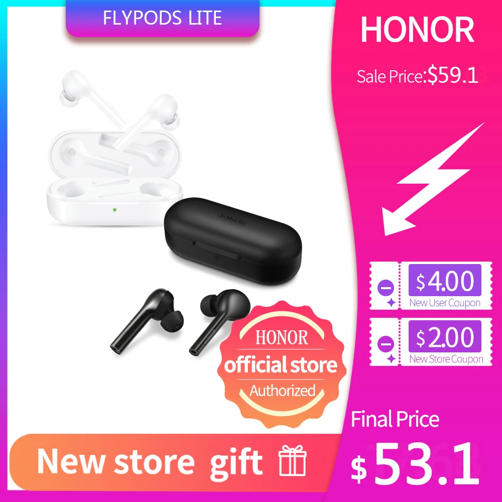 Huawei Honor Flypods Lite TWS наушники беспроводные наушники Hi-Fi Bluetooth наушники Freebuds Lite Водонепроницаемые IP54 управление нажатием